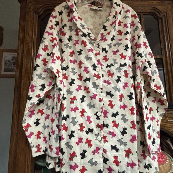 Dreamsicles Other - Dreams Co Women's Flannel Pajama Set Size 26/28 Scottie Dog Print Long Sleeve